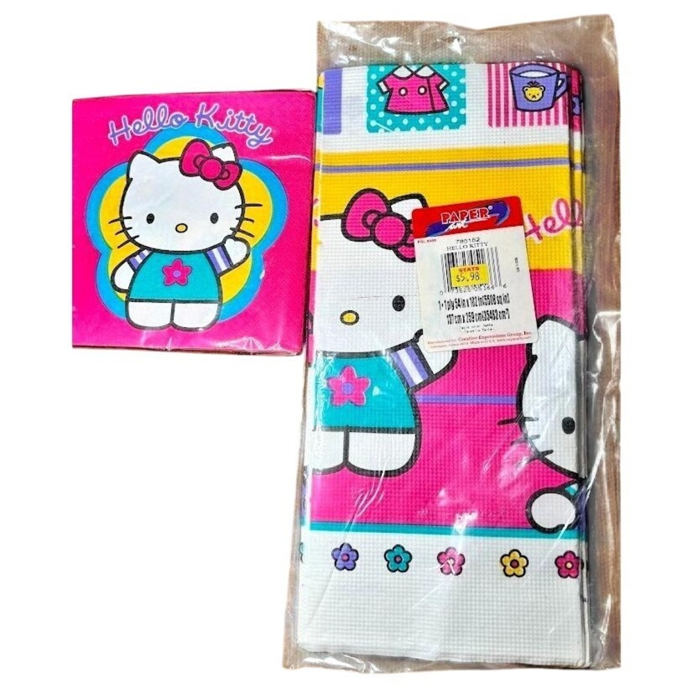 1999 Vintage Sanrio Hello Kitty Table Cover Napkins Set New Deadstock Retro